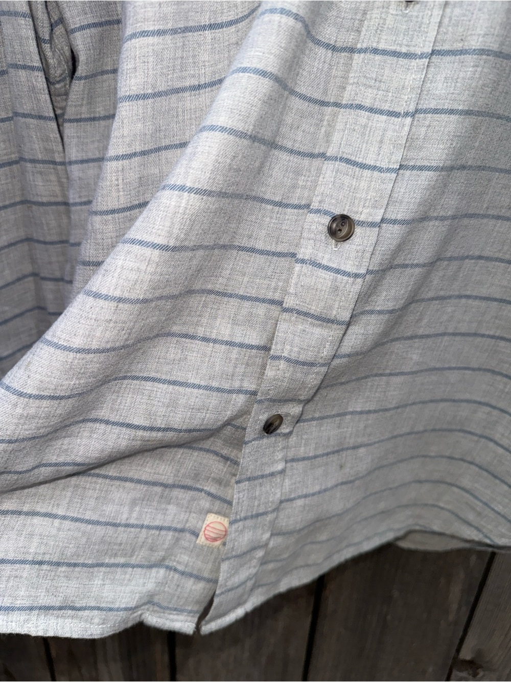 MARINE Layer Stripe Button Front Long Sleeve Shirt Size Large - Picture 7 of 7